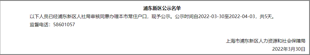 838人！上海市引進(jìn)人才申辦本市常住戶口公示名單