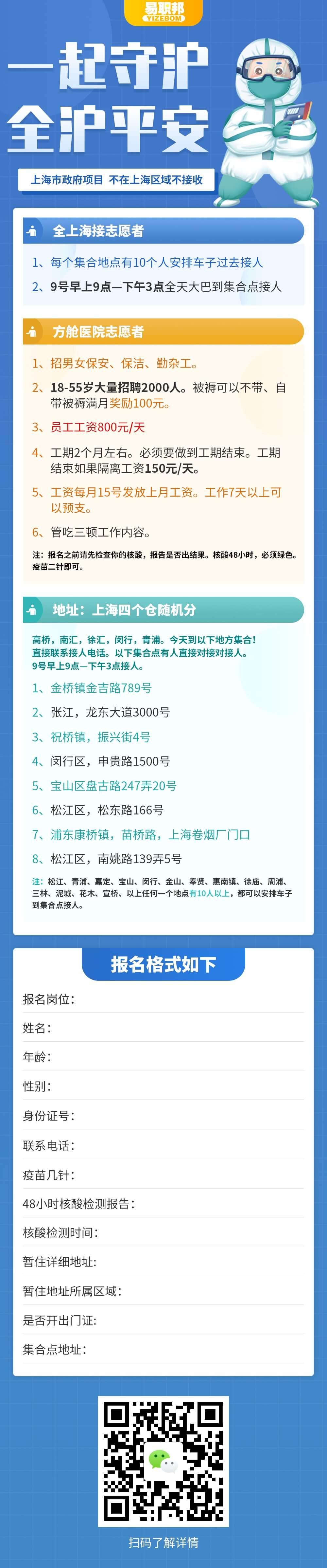 同心抗疫！方艙醫(yī)院志愿者招募?。信０?、保潔、勤雜工......）